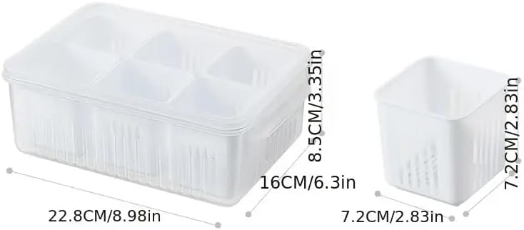 6-in-1 Multifunctional Refrigerator Storage Bin with Lid - Dust-Proof, Food Preservation & Drainage Box for Onions, Garlic, Fruits & More