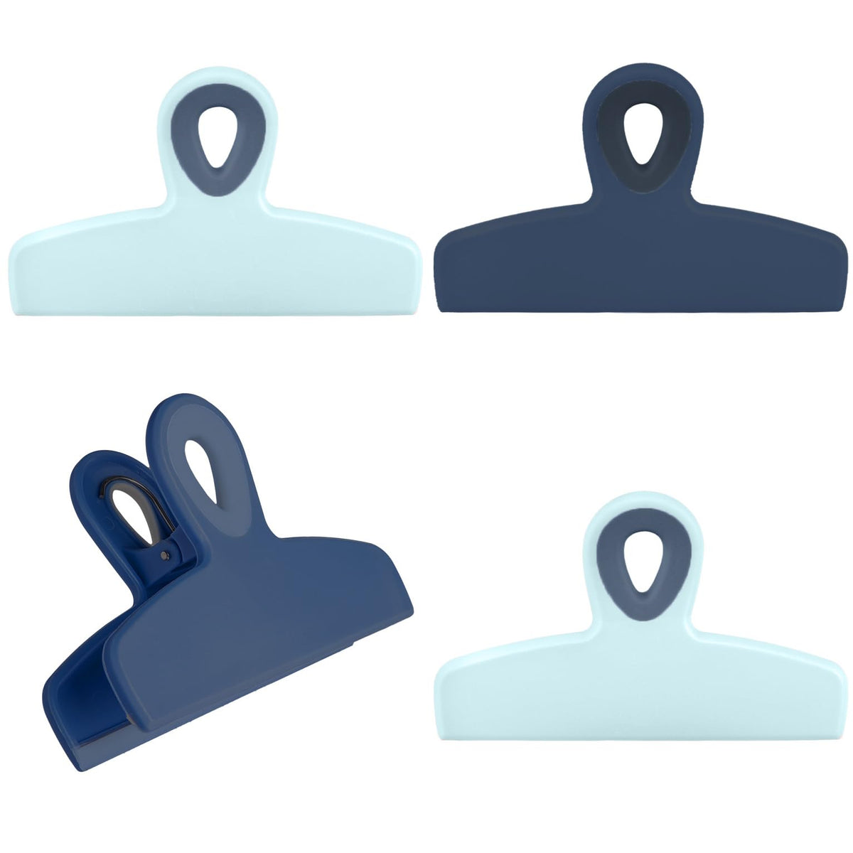 COOK WITH COLOR Bag Clips - Heavy Duty Chip Clip and Refrigerator Magnet Clips for Food Storage with Air Tight Seal Grip, Black, Pack of 4 Large Clips
