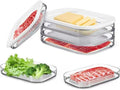 6 Pcs Deli Meat Container for Fridge with 2 Lids, Stackable Bacon & Cheese Storage Boxes for Lunch Meat, Cold Cuts, Cheese, Salami