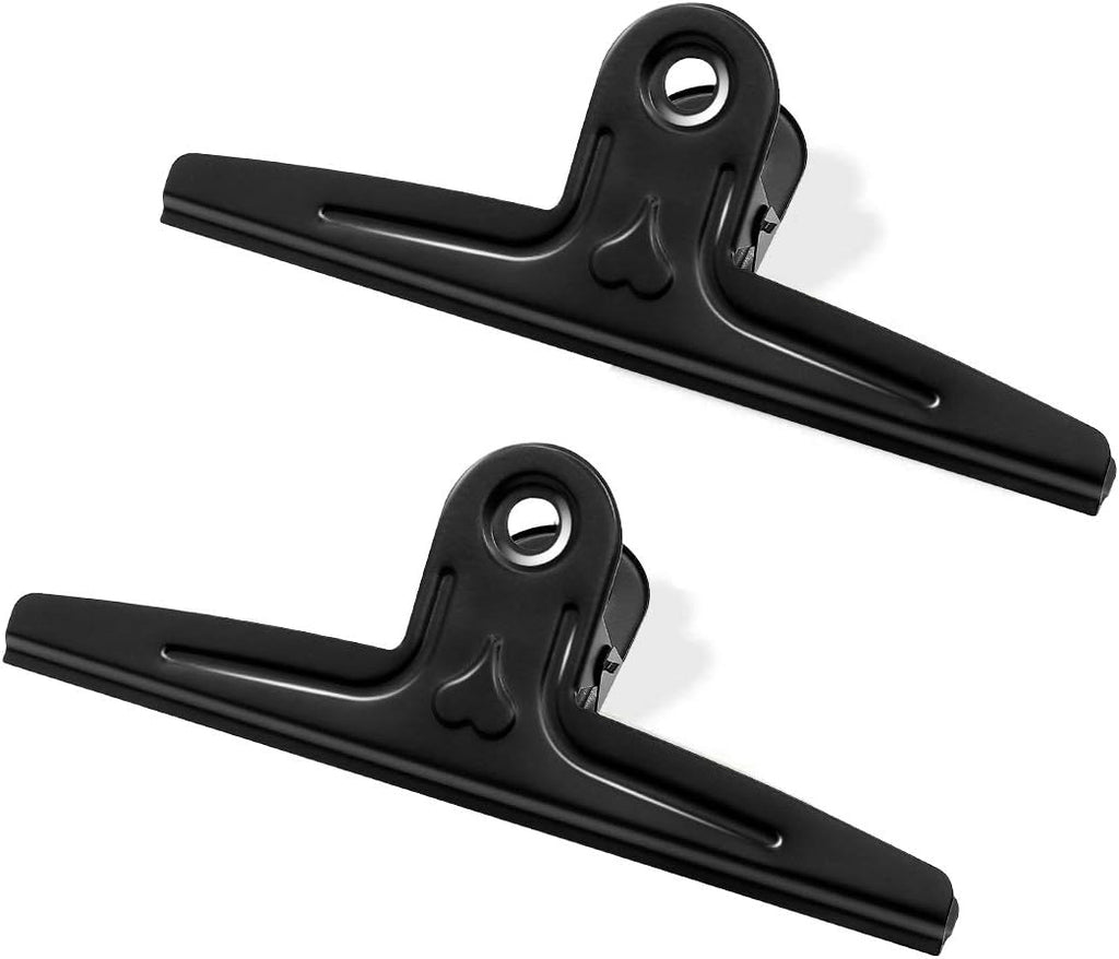 Coideal Extra Large Bulldog Clips Black, 2 Pcs Heavy-Duty Jumbo Bull Clips 30cm XXL Stainless Steel Paper Clip Clamps (11 4/5 Inch)