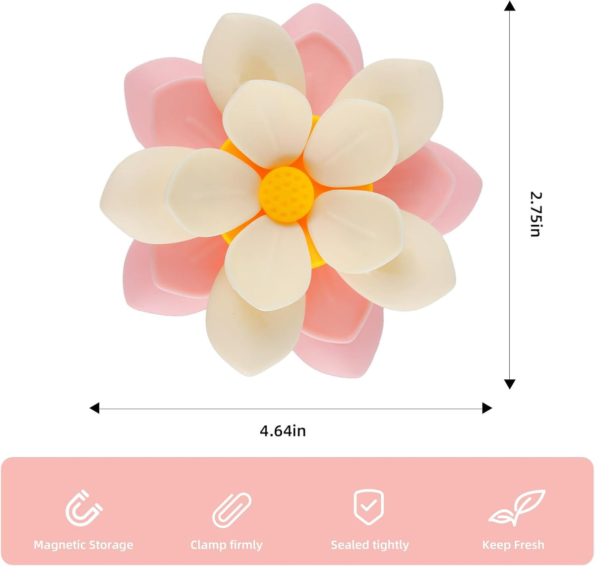 Flower Chip Clips Magnetic (Lotus Design), 10-Piece Cute Magnetic Chip for Fridge – Airtight Food Sealing, Multi-Use (Hair Clip/Decor), Fridge Magnet Clips for Snacks/Bread (Pink)