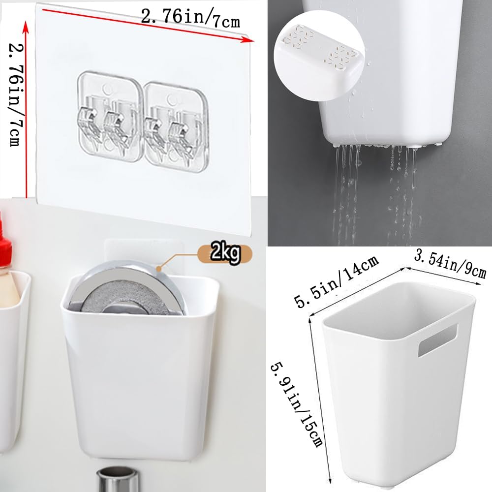 4 Piece Kitchen Cabinet Door Storage Box,Self Adhesive Wall Mounted Storage Box,Wardrobe/Bathroom/Refrigerator Small Items Organizer