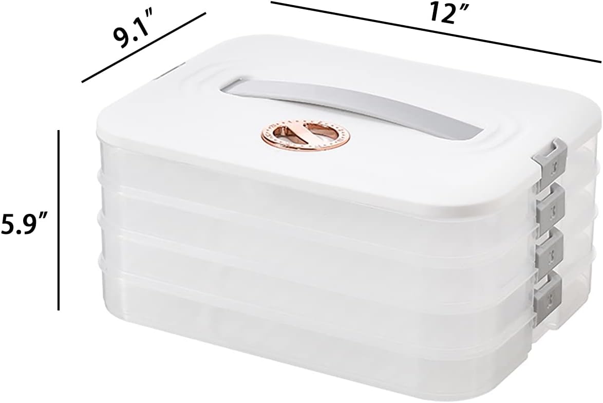 4-Layer Food Storage Containers with Lids Dumpling Storage Box
