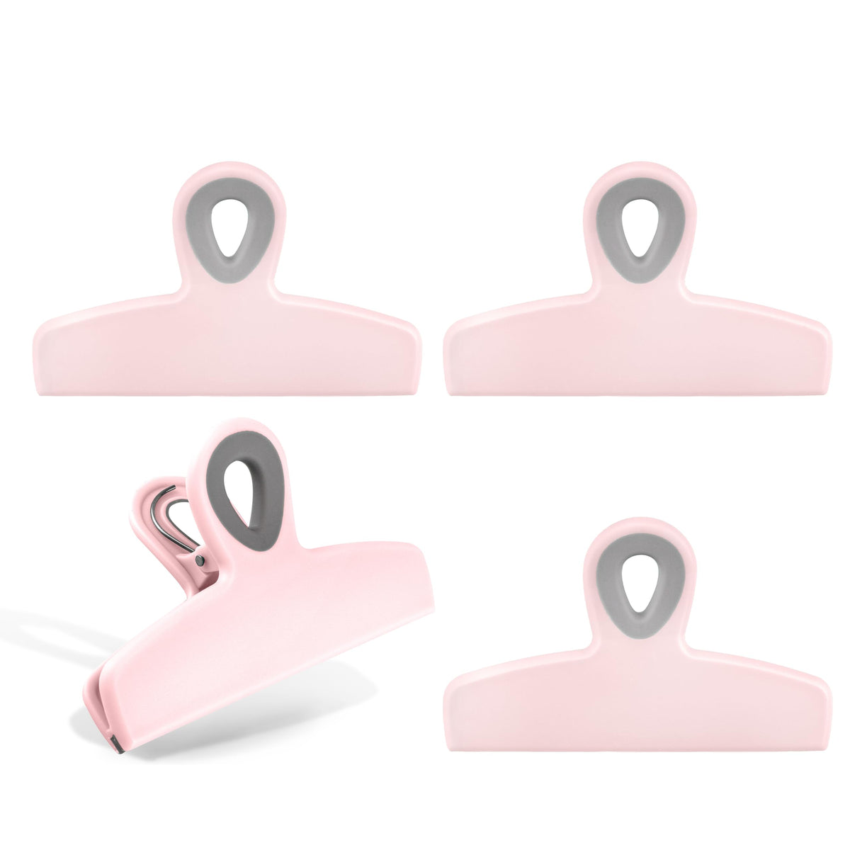 COOK WITH COLOR Bag Clips - Heavy Duty Chip Clip and Refrigerator Magnet Clips for Food Storage with Air Tight Seal Grip, Black, Pack of 4 Large Clips
