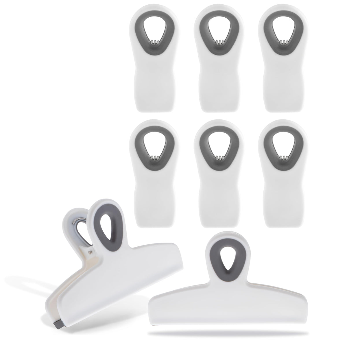 COOK WITH COLOR Bag Clips - Heavy Duty Chip Clip and Refrigerator Magnet Clips for Food Storage with Air Tight Seal Grip, Black, Pack of 4 Large Clips