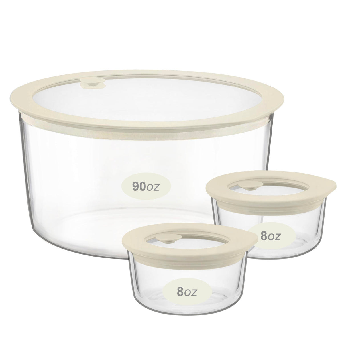 Urban Green Glass Food Container Set with Glass Lid, Large Meal Prep Container Set, Airtight Food Storage Containers with Air Vent Lid, 2 Pack, Large, 87oz, LeakProof, 100% Plastic Free, White color,