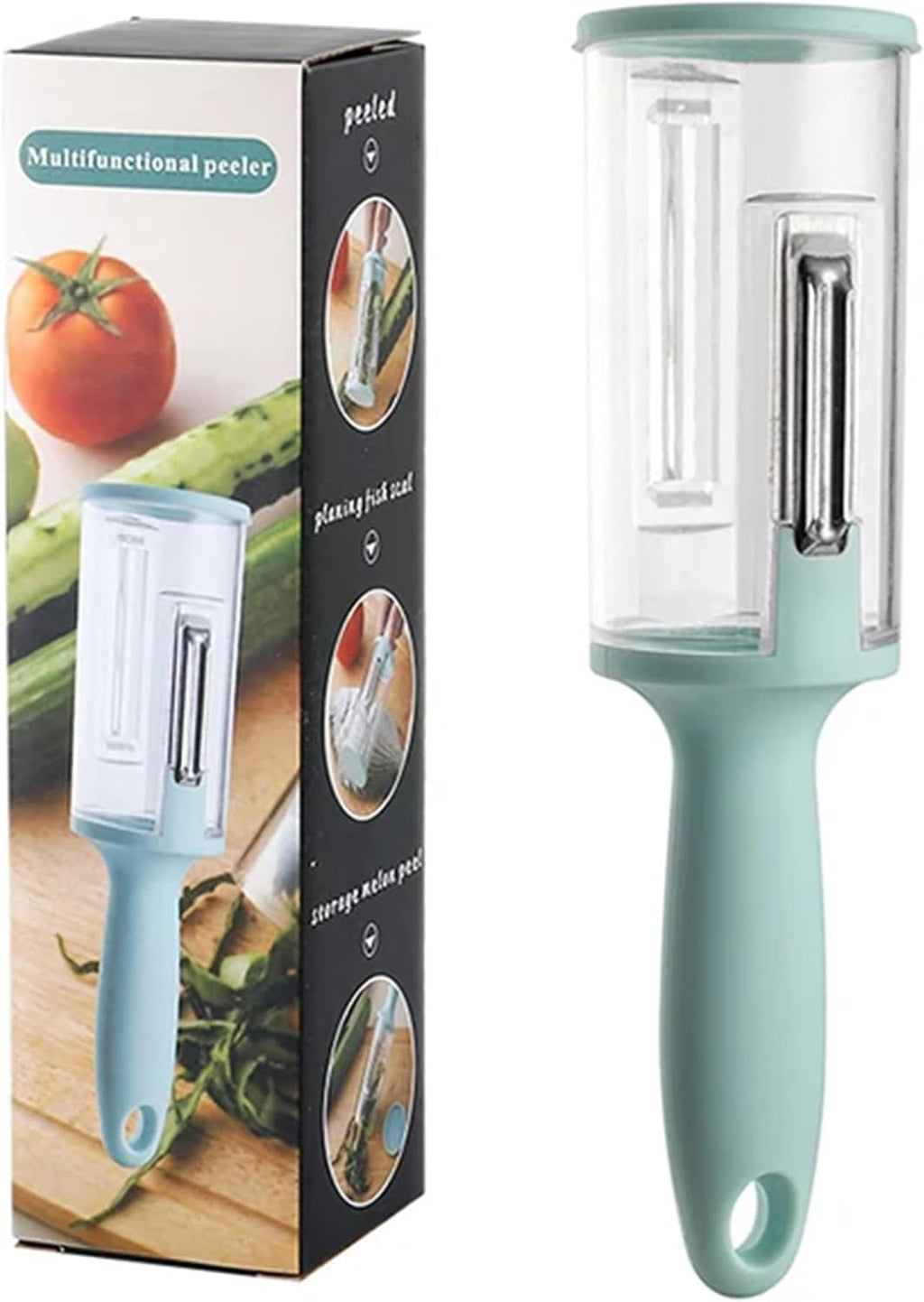 Multifunctional Peeler with Storage Box The Ultimate Solution for Peeling Vegetables, Fruits, and Scaling Fish Without the Mess! Keep Your Kitchen Immaculate with this Clever 2-in-1 Gadget!