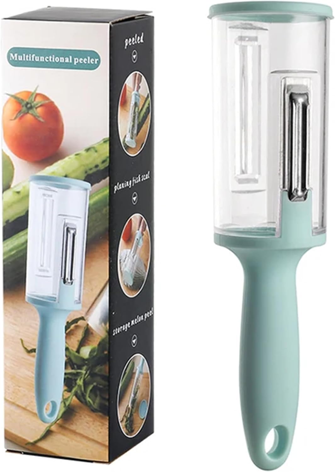 Multifunctional Peeler with Storage Box The Ultimate Solution for Peeling Vegetables, Fruits, and Scaling Fish Without the Mess! Keep Your Kitchen Immaculate with this Clever 2-in-1 Gadget!