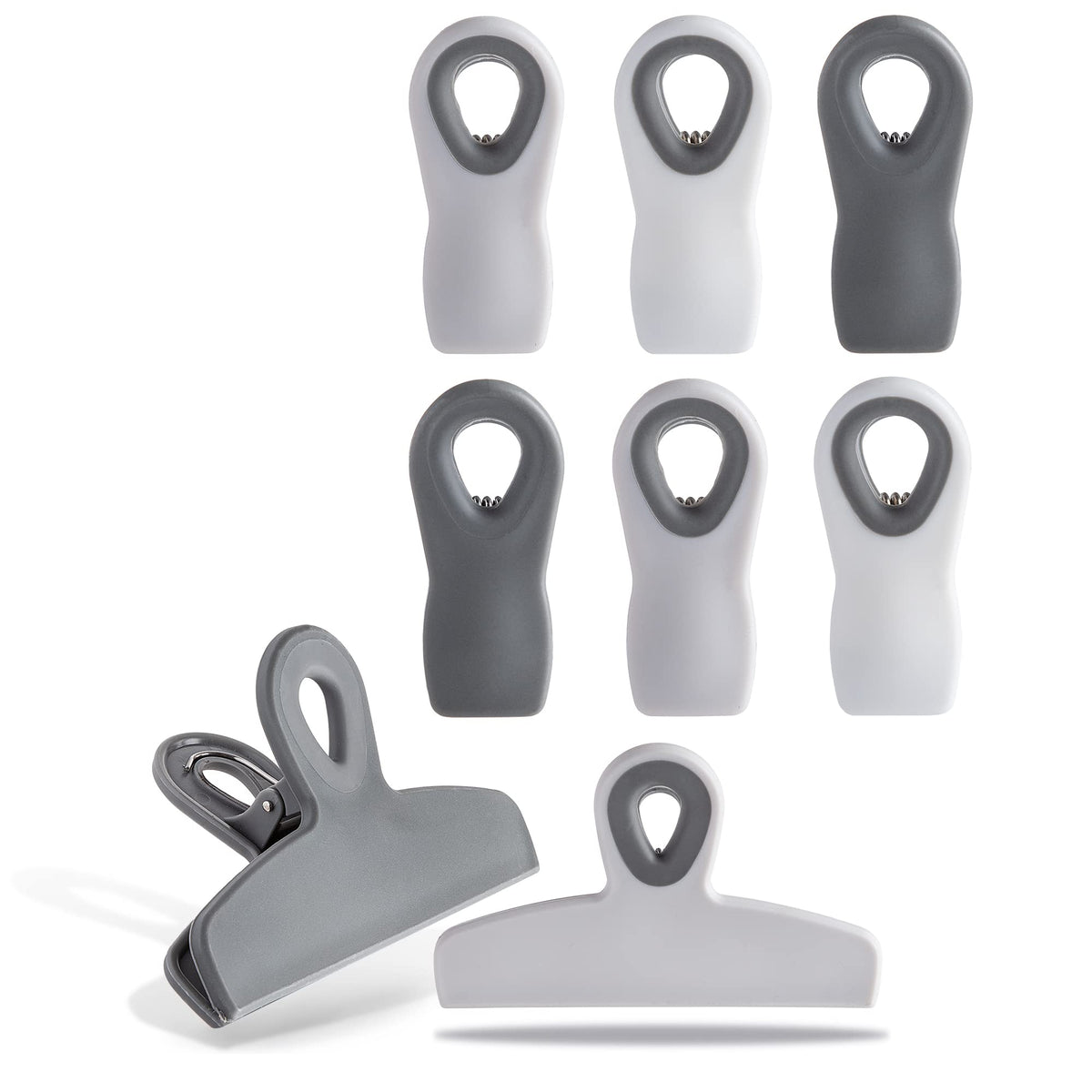 COOK WITH COLOR Bag Clips - Heavy Duty Chip Clip and Refrigerator Magnet Clips for Food Storage with Air Tight Seal Grip, Black, Pack of 4 Large Clips