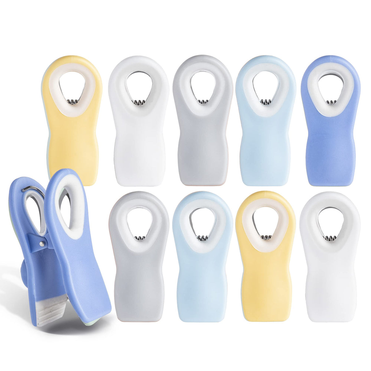 COOK WITH COLOR Bag Clips with Magnet- Food, Chip, Bag for Food Storage with Airtight Seal Grip for Bread Bags, Snack and Food (Beige and Pink, Pack of 10)