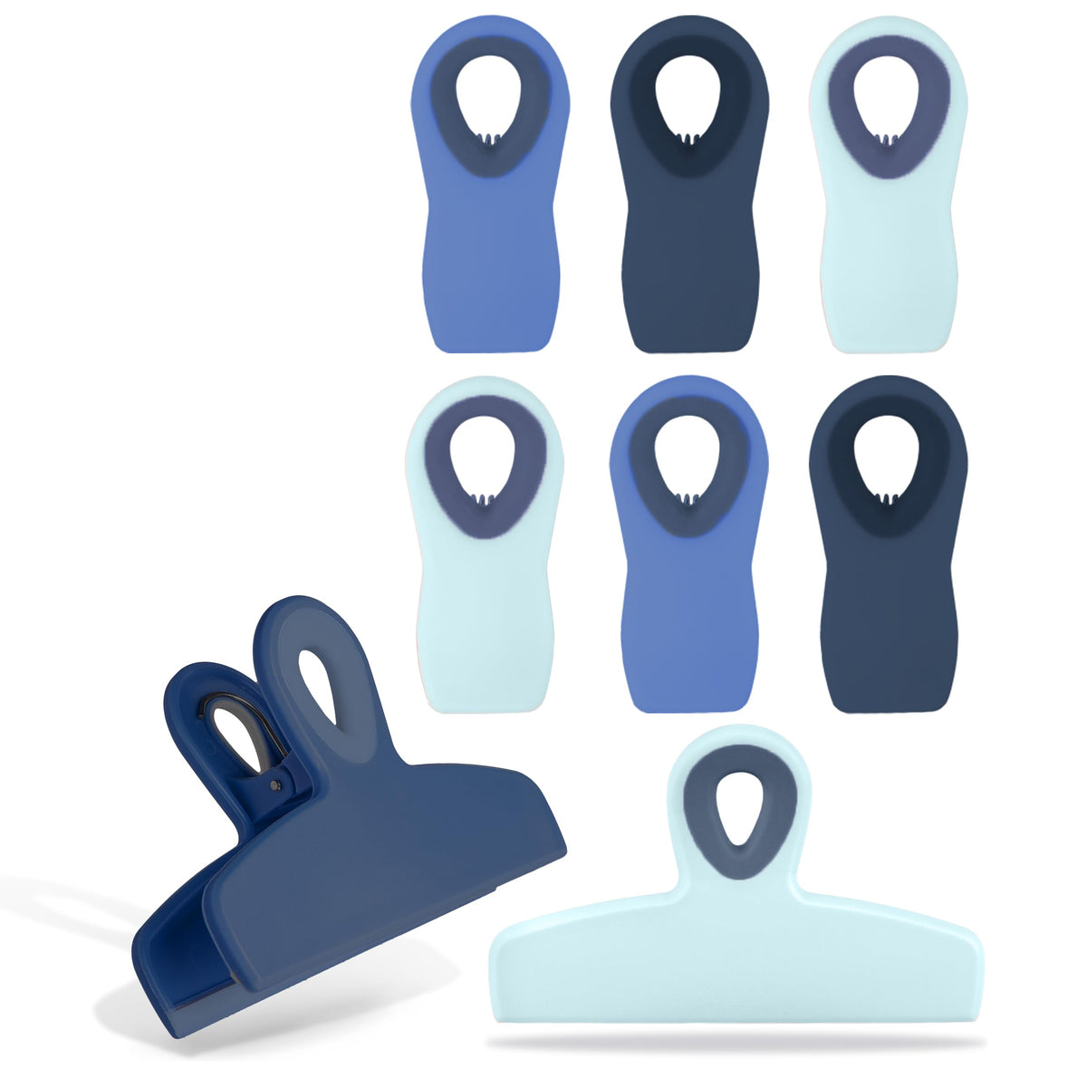 COOK WITH COLOR Bag Clips - Heavy Duty Chip Clip and Refrigerator Magnet Clips for Food Storage with Air Tight Seal Grip, Black, Pack of 4 Large Clips