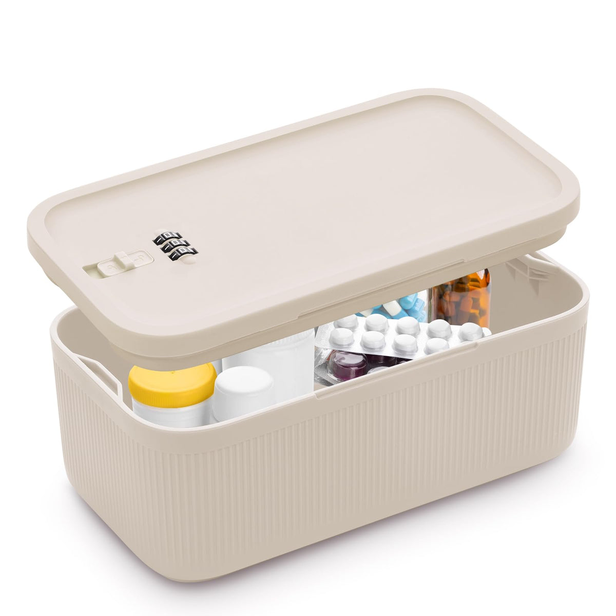 Lockable Storage Box, Small Lock Box with Combination Code for Phone/Medicine Safe/Food Home/Refrigerator/Office/Personal Items/Travel/Gift,9.25 x 5.04 x 3.62’’
