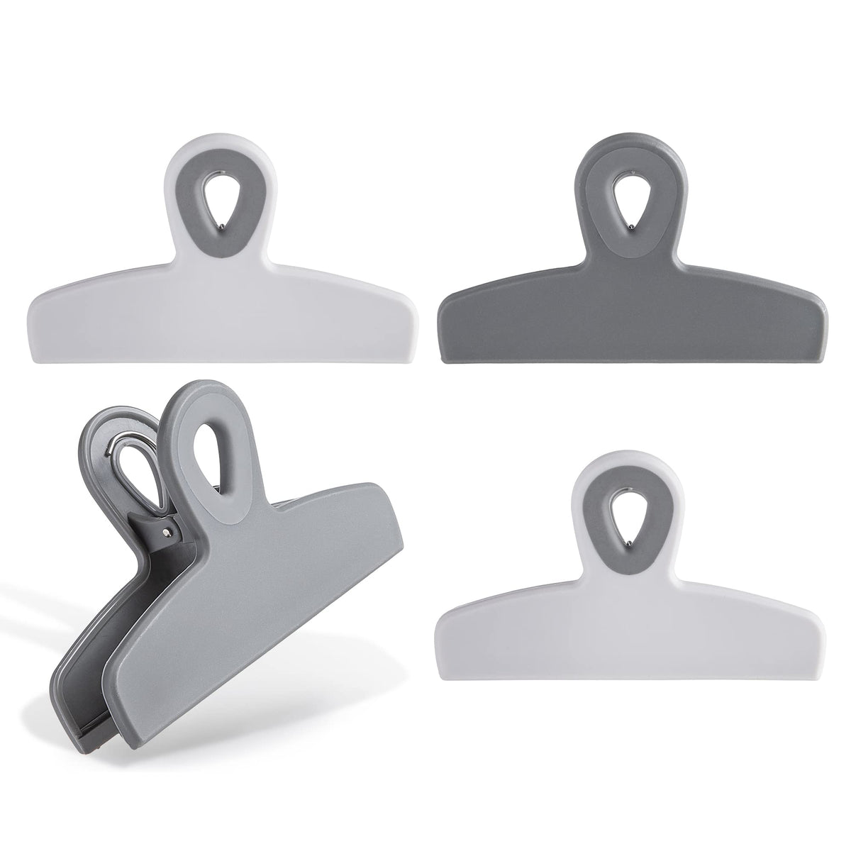 COOK WITH COLOR Bag Clips - Heavy Duty Chip Clip and Refrigerator Magnet Clips for Food Storage with Air Tight Seal Grip, Black, Pack of 4 Large Clips