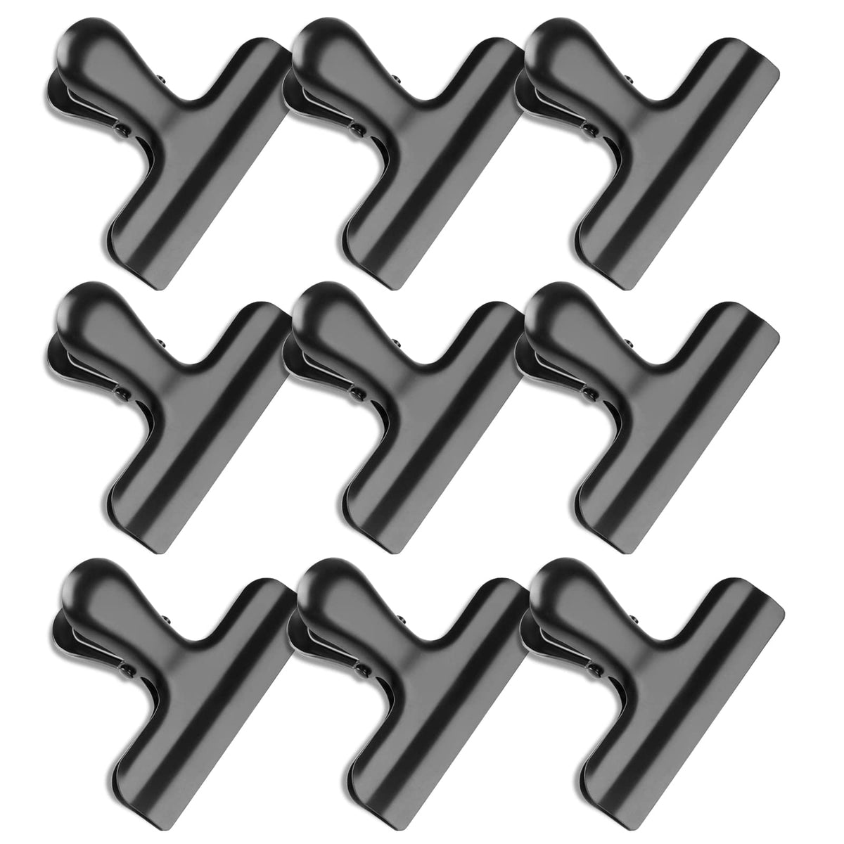 6 Pack Bag Clips, Stainless Steel Chip Clip, Black Chip Clips Bag Clips Food Clips, Bag Clips for Food, Heavy Duty Air Tight Seal Kitchen Clips Snack Clips Food Bag Clamp Clips