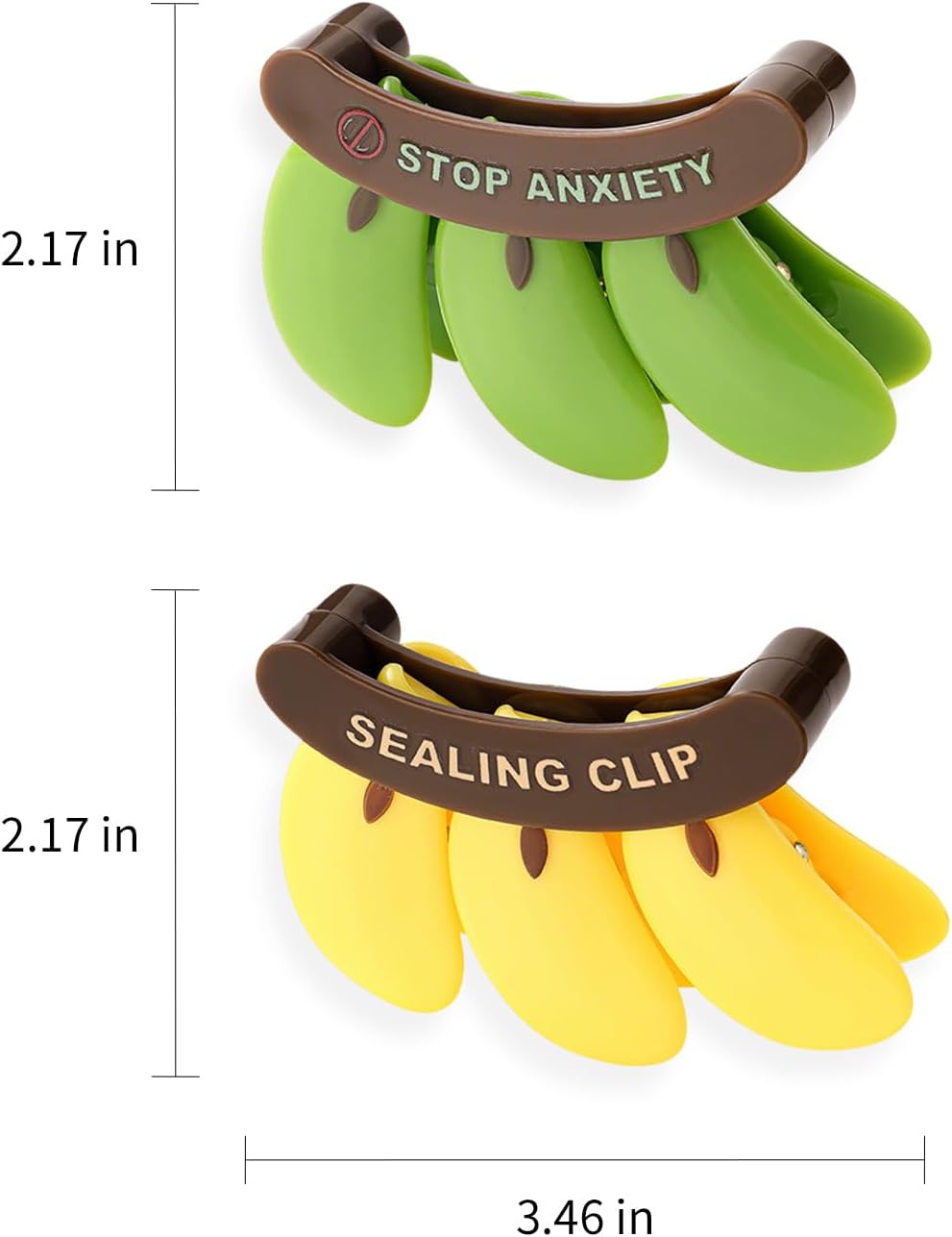 2PCS Cute Fridge Magnets Banana Shape Yellow/Green, Multi-Function Refrigerator Magnets Bag Sealing Clips, Decorative Food Storage Clips for Home Kitchen Office, Practical Gift for Housewarming/Xmas