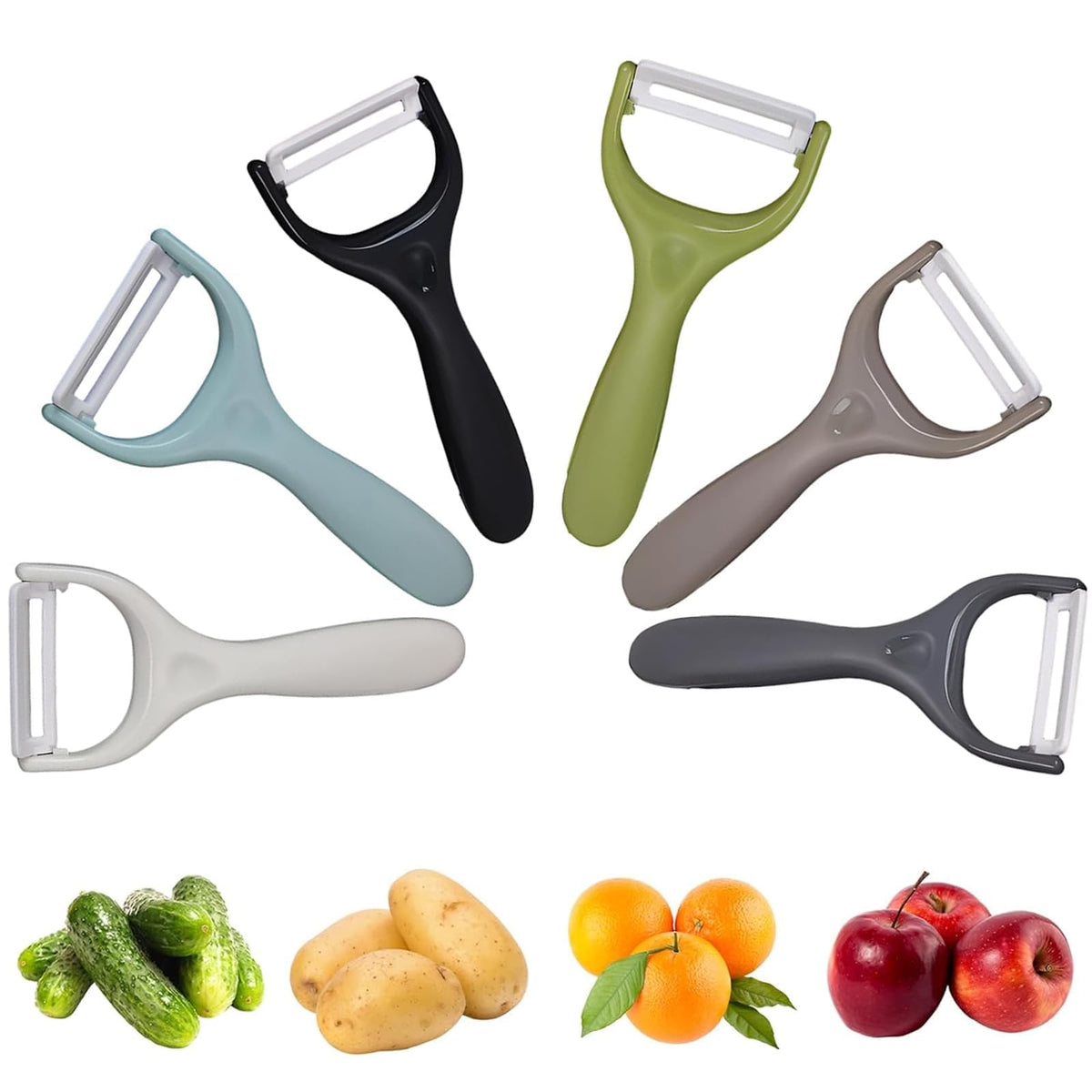 Trez Treamer 6PCS Vegetable Peeler Set with Sharp Blade,Ceramic Apple Peeler Potatoes & Potato Peeler Veggie Peeler Fruit Peeler Carrot Y Peeler Utral Fast Peeling without Rust for Kitchen