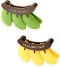 2PCS Cute Fridge Magnets Banana Shape Yellow/Green, Multi-Function Refrigerator Magnets Bag Sealing Clips, Decorative Food Storage Clips for Home Kitchen Office, Practical Gift for Housewarming/Xmas