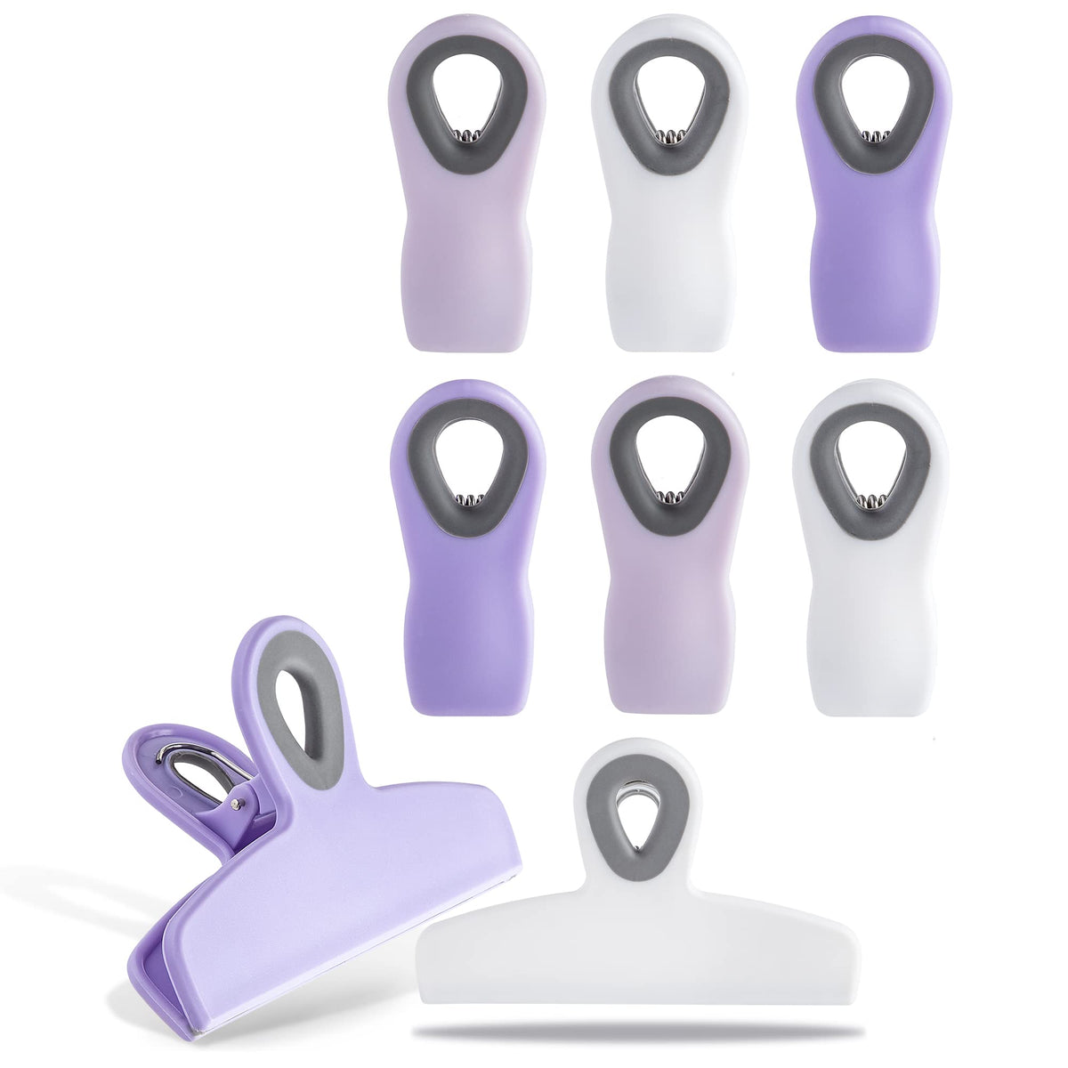 COOK WITH COLOR Bag Clips - Heavy Duty Chip Clip and Refrigerator Magnet Clips for Food Storage with Air Tight Seal Grip, Black, Pack of 4 Large Clips