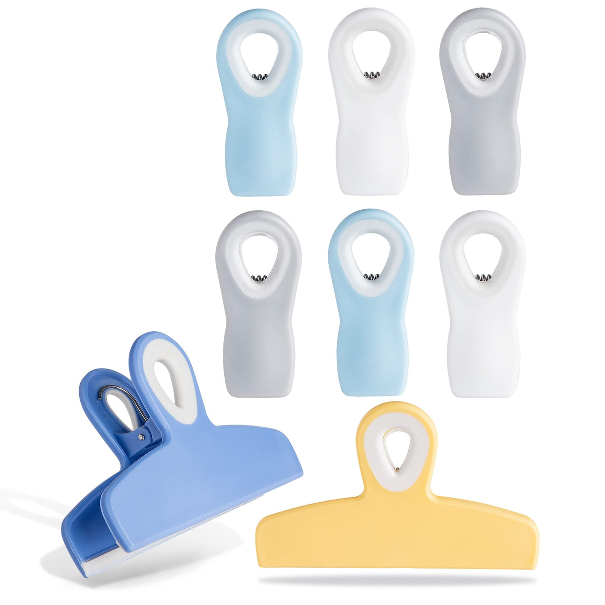 COOK WITH COLOR Bag Clips - Heavy Duty Chip Clip and Refrigerator Magnet Clips for Food Storage with Air Tight Seal Grip, Black, Pack of 4 Large Clips