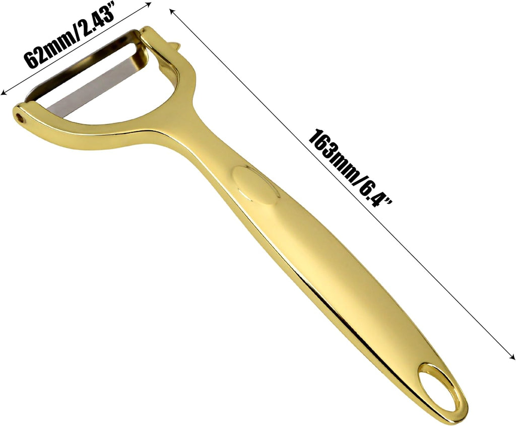 Gold Potato Peeler - Ultra Sharp Vegetable Peelers For Kitchen, No Rust Stainless Steel Serrated Y Peeler, Easy To Use With Durable Non Slip Ergonomic Grip For Carrot Fruits Veggie Kiwi, High Tensil