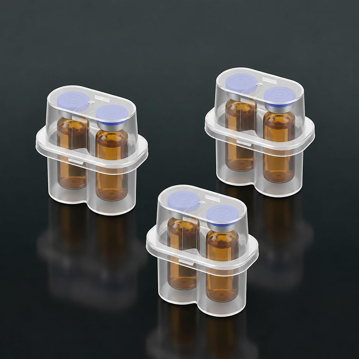 ElevateTech Peptide Case for Fridge, 3 Pcs 3 mL Vial Holder Storage Case for Refrigerator 2-Slot Insulin & Peptide Holder Semi-Transparent Vial Storage Box Organizer for Diabetic Care