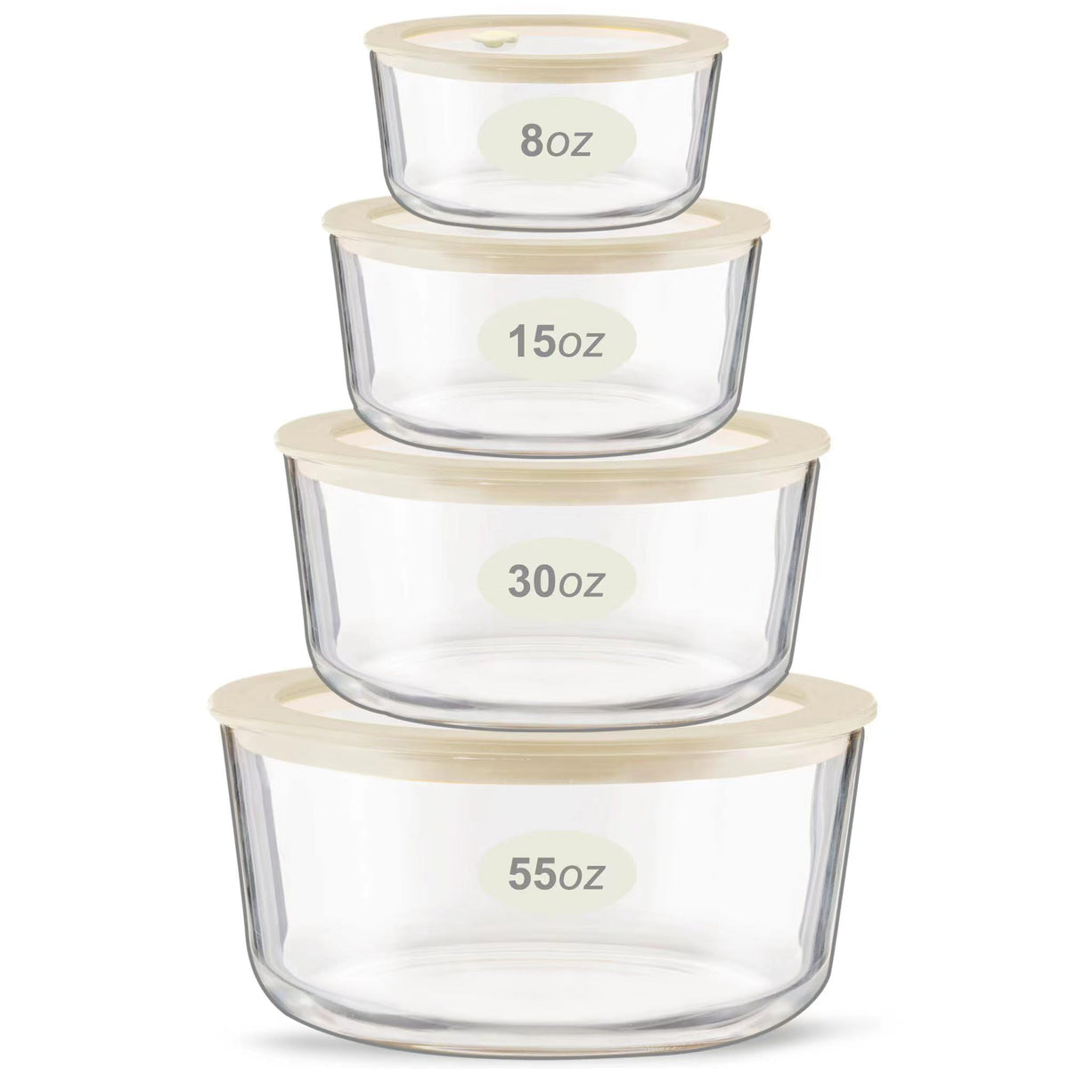 Urban Green Glass Food Container Set with Glass Lid, Large Meal Prep Container Set, Airtight Food Storage Containers with Air Vent Lid, 2 Pack, Large, 87oz, LeakProof, 100% Plastic Free, White color,