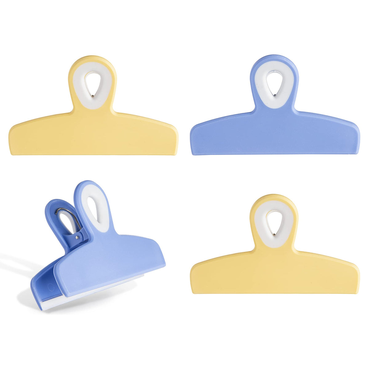 COOK WITH COLOR Bag Clips - Heavy Duty Chip Clip and Refrigerator Magnet Clips for Food Storage with Air Tight Seal Grip, Black, Pack of 4 Large Clips