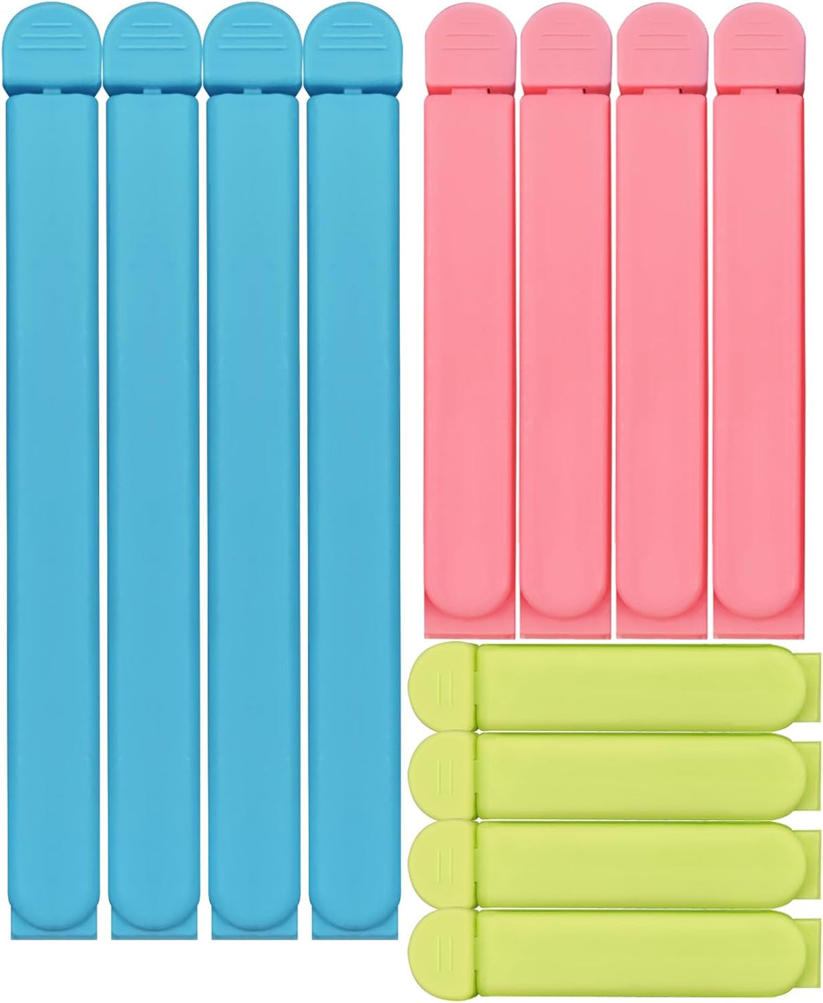 12 Pack Colored Bag Clips, Bag Closures, Chip Clips, Piping Bag Clips for Kitchen Food Bag Sealing, 3 Size