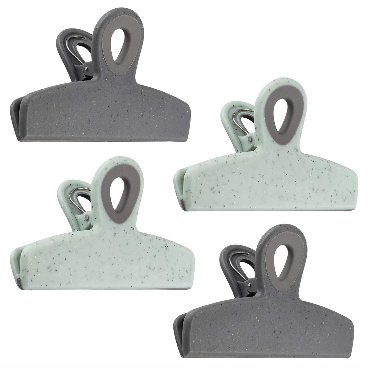 COOK WITH COLOR Bag Clips - Heavy Duty Chip Clip and Refrigerator Magnet Clips for Food Storage with Air Tight Seal Grip, Black, Pack of 4 Large Clips