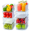 Utopia Home Plastic Stackable Storage Bins for Fridge, 8 Pack, Clear