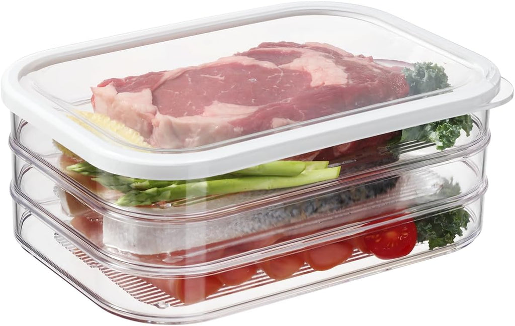 Stackable Deli Meat Storage Container with Lids for Fridge