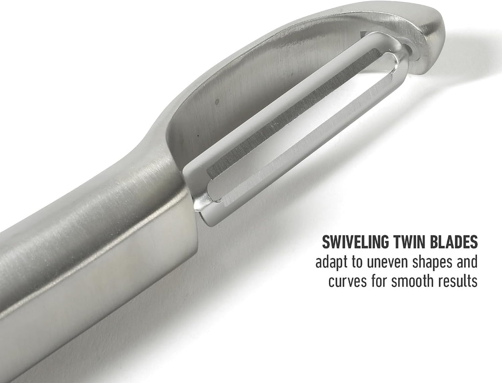 Calphalon Stainless Steel Vegetable Peeler with Swivel Blade, Ergonomic Non-Slip Grip Handle for Fruits & Vegetables, Kitchen Peeler for Smooth Peeling & Meal Prep