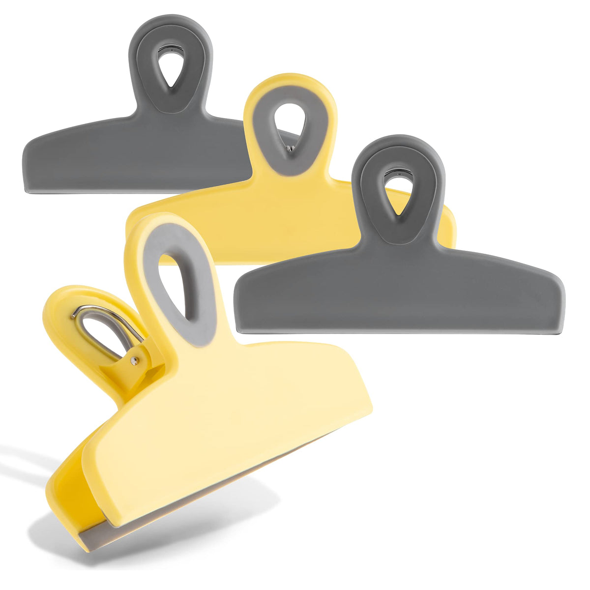 COOK WITH COLOR Bag Clips - Heavy Duty Chip Clip and Refrigerator Magnet Clips for Food Storage with Air Tight Seal Grip, Black, Pack of 4 Large Clips