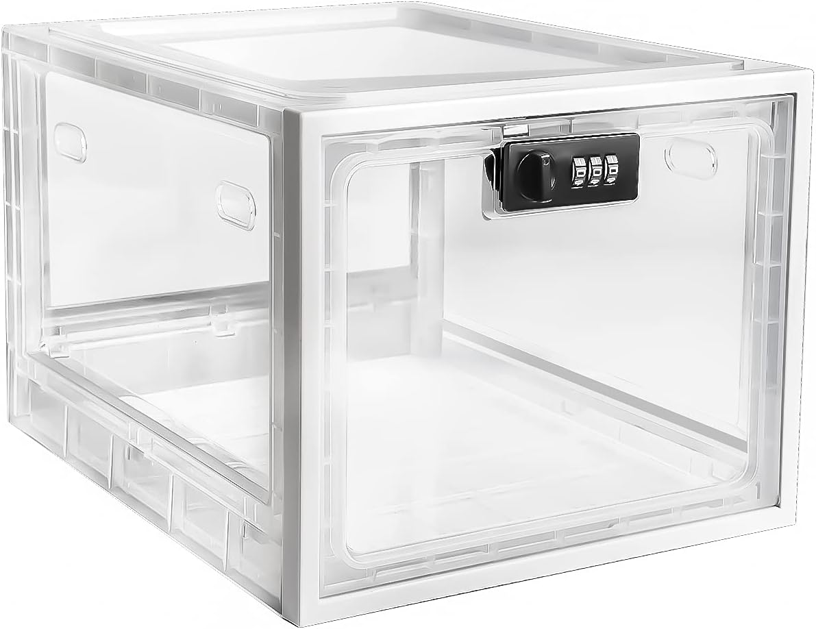 SANIDIKA Large Lockbox Medicine Lock Box - Refrigerator Lockable Boxes for Food Storage - Childproof First AID Locking Cabinet Pill Case Medical Organizer Bin - Mobile Tablet Locker Cell Phone Jail