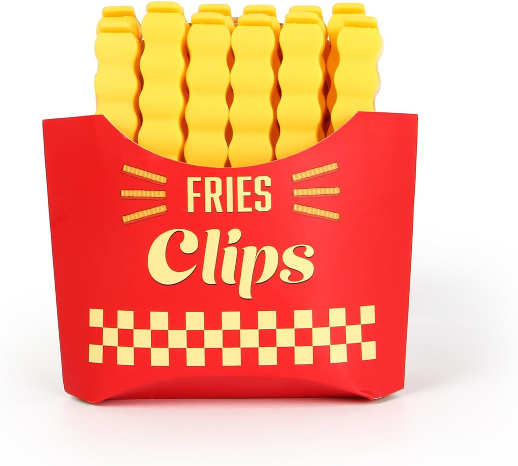 French Fry Food Bag Clips Set with Magnetic Chip Box, 12PCS