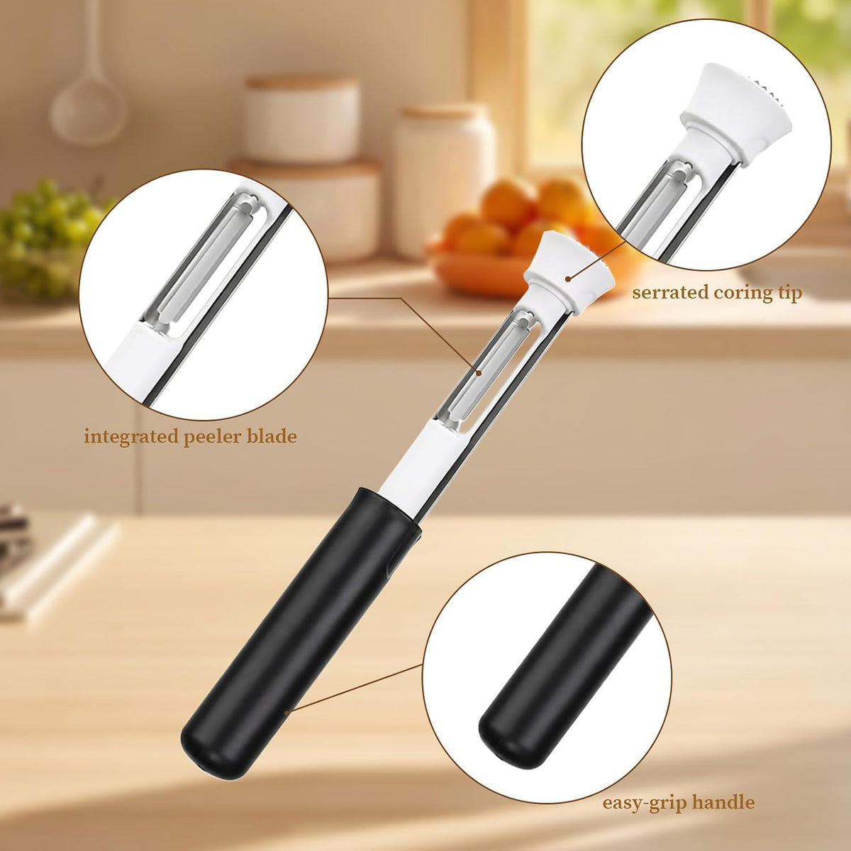 Retractable Apple Core Remover and Peeler Stainless Steel