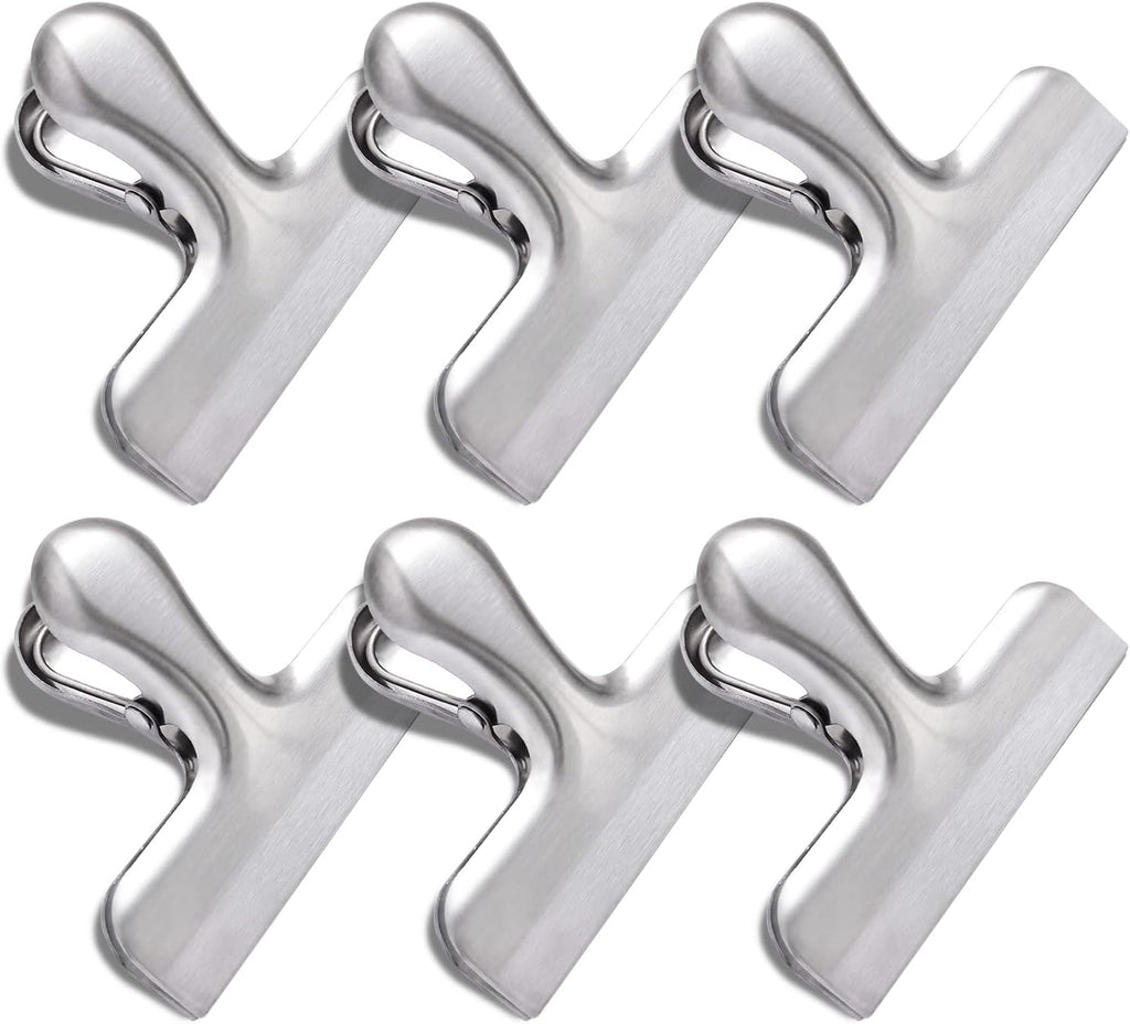 6 Pack Bag Clips, Stainless Steel Chip, Chip Clips Food Clip, Heavy Duty Air Tight Seal Kitchen Clip Snack Food Bag Clamp