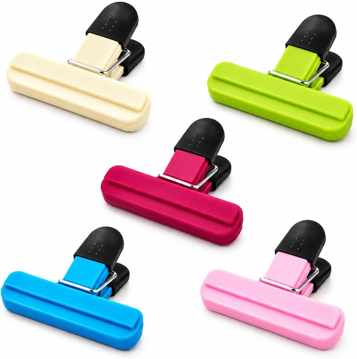 5 Pack Small Chip Bag Clips, Heavy Duty Food Storage Sealer with Strong Grip, Mini Snack Holder for Nuts, Candy, Coffee and Kitchen Storage, Reusable Plastic Clamp