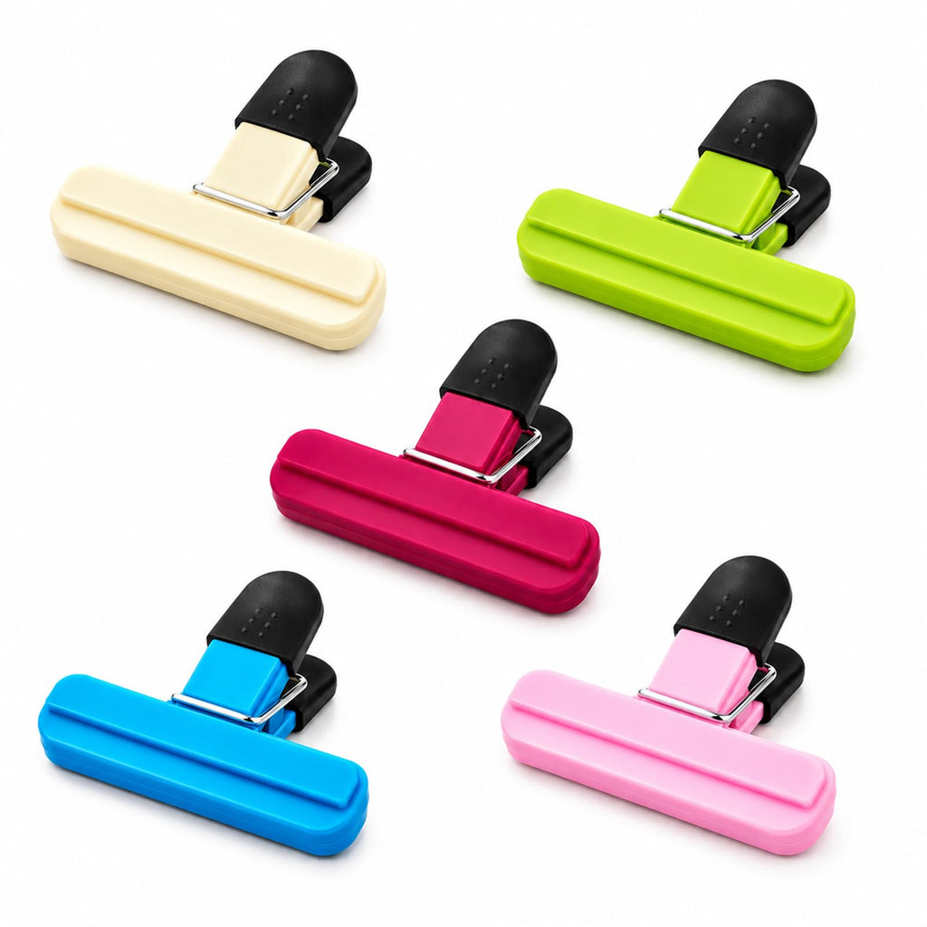 5 Pack Small Chip Bag Clips, Heavy Duty Food Storage Sealer with Strong Grip, Mini Snack Holder for Nuts, Candy, Coffee and Kitchen Storage, Reusable Plastic Clamp