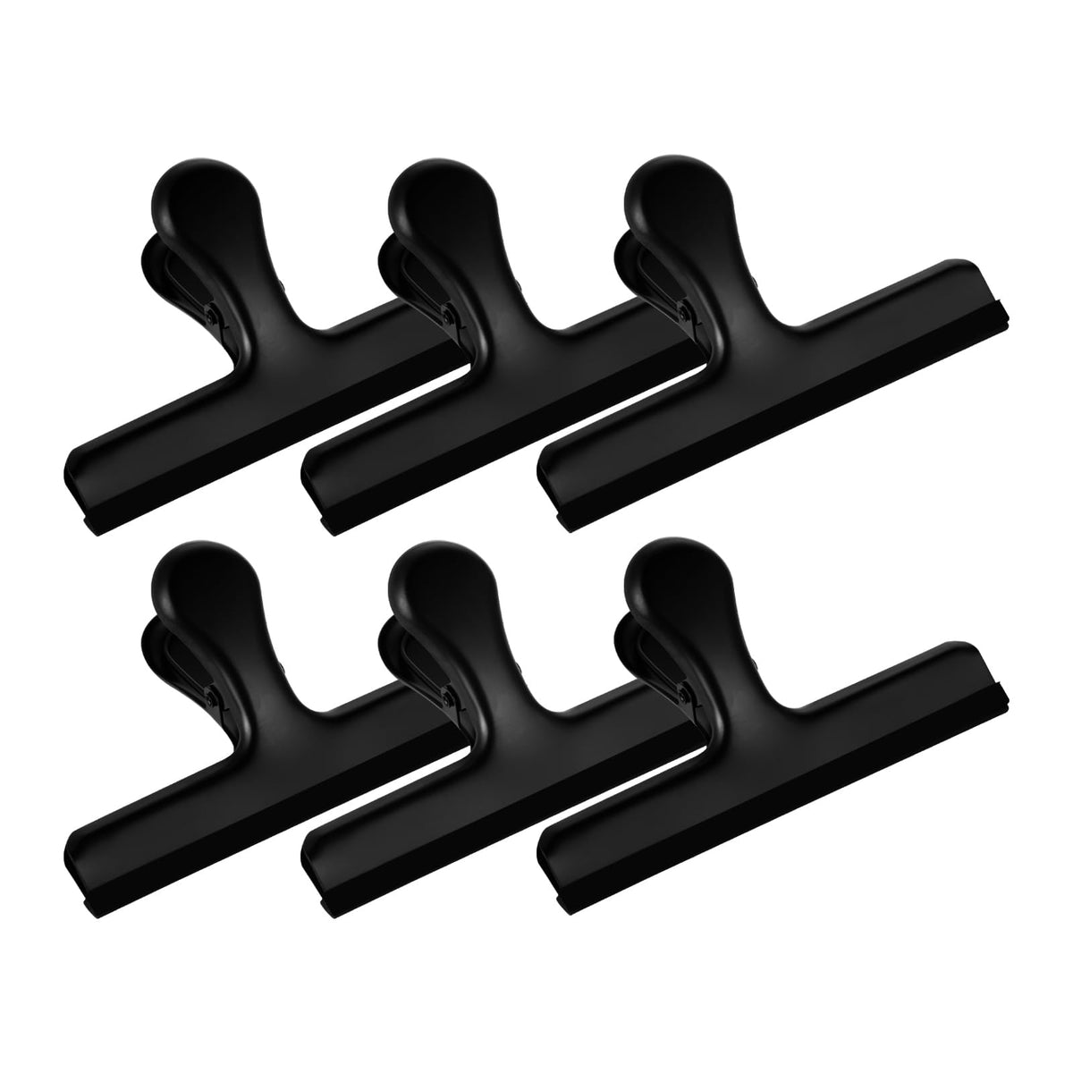 HOUSE AGAIN 6 Pack Stainless Steel Chip Bag Clips Covered with Colorful Silicone - NO More Sharp Edges - Color Coded for Food Bags - Air Tight Seal, Heavy Duty for Kitchen and Office, 5 Inches-Silver