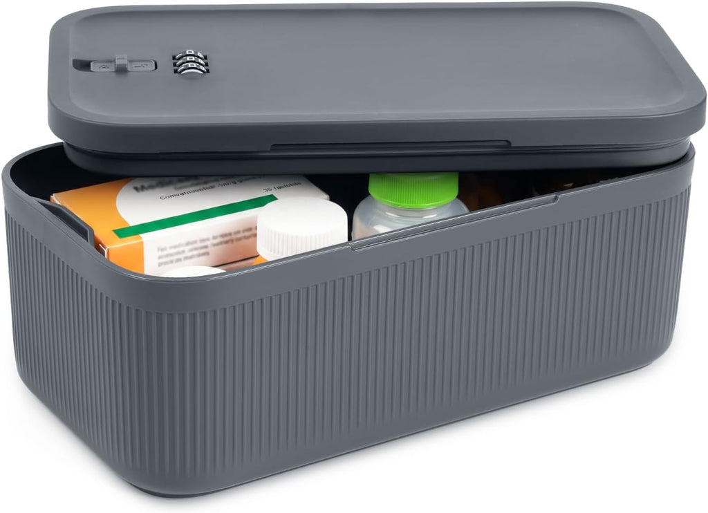 Medication Lock Box with Combination Lock, Keyless Small Box for Fridge Pills Phone Medicine - Home Office Travel Dorm