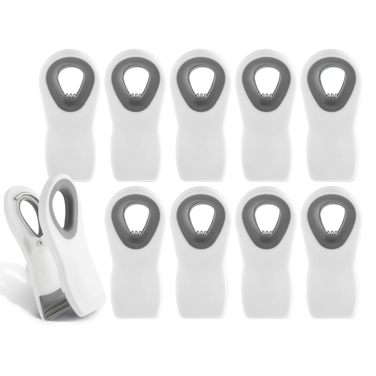 COOK WITH COLOR Bag Clips with Magnet- Food, Chip, Bag for Food Storage with Airtight Seal Grip for Bread Bags, Snack and Food (Beige and Pink, Pack of 10)