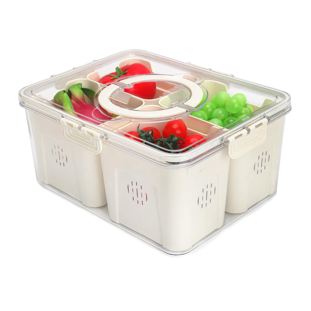 Salad Bar Containers for Fridge with Lid Handle, Fruit Storage Veggie Tray
