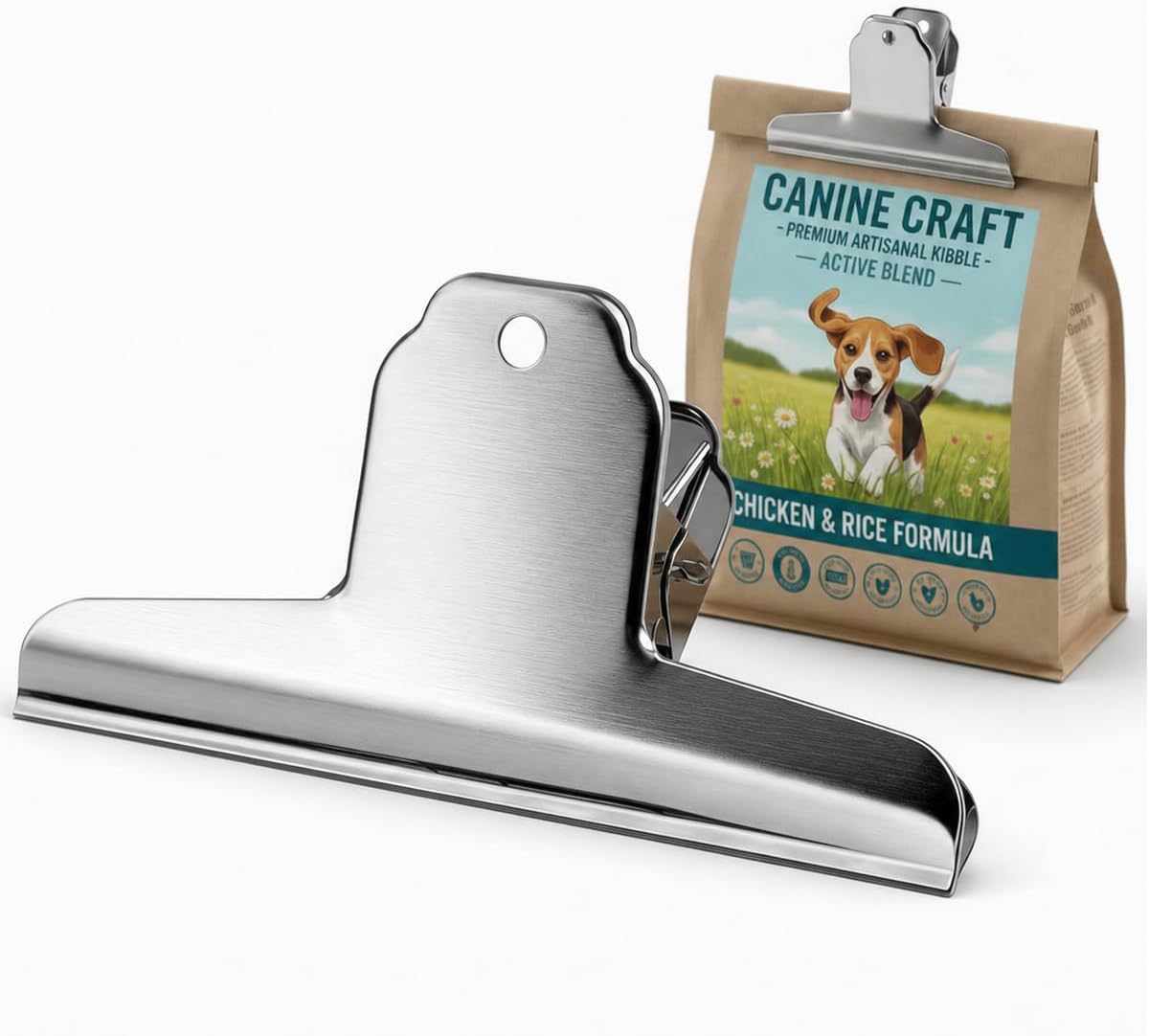 14.5cm Dog Food Bag Clips Heavy Duty, Keeps Food Bags Sealed Tight