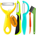 GANNK Vegetable Potato Peelers for Kitchen, Ultra Sharp Stainless Steel Blades Easy Peeling Apple Fruit Veggie Carrot Cucumber, W/Orange peeler, Dishwasher Safe
