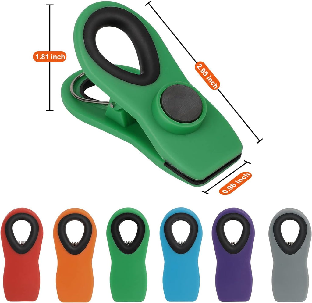 TACGEA Chip Clips, Magnetic Bag Clips for Food Storage, 12 Pack, Multicolor