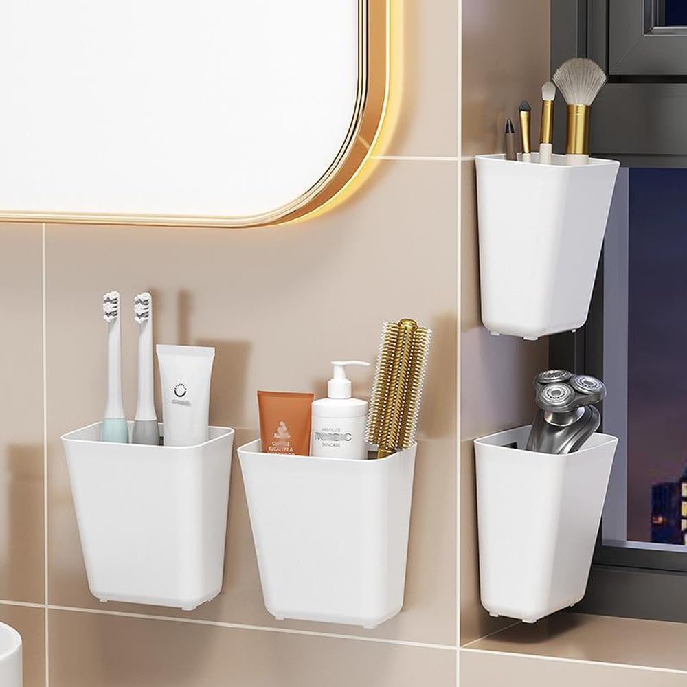 4 Piece Kitchen Cabinet Door Storage Box,Self Adhesive Wall Mounted Storage Box,Wardrobe/Bathroom/Refrigerator Small Items Organizer