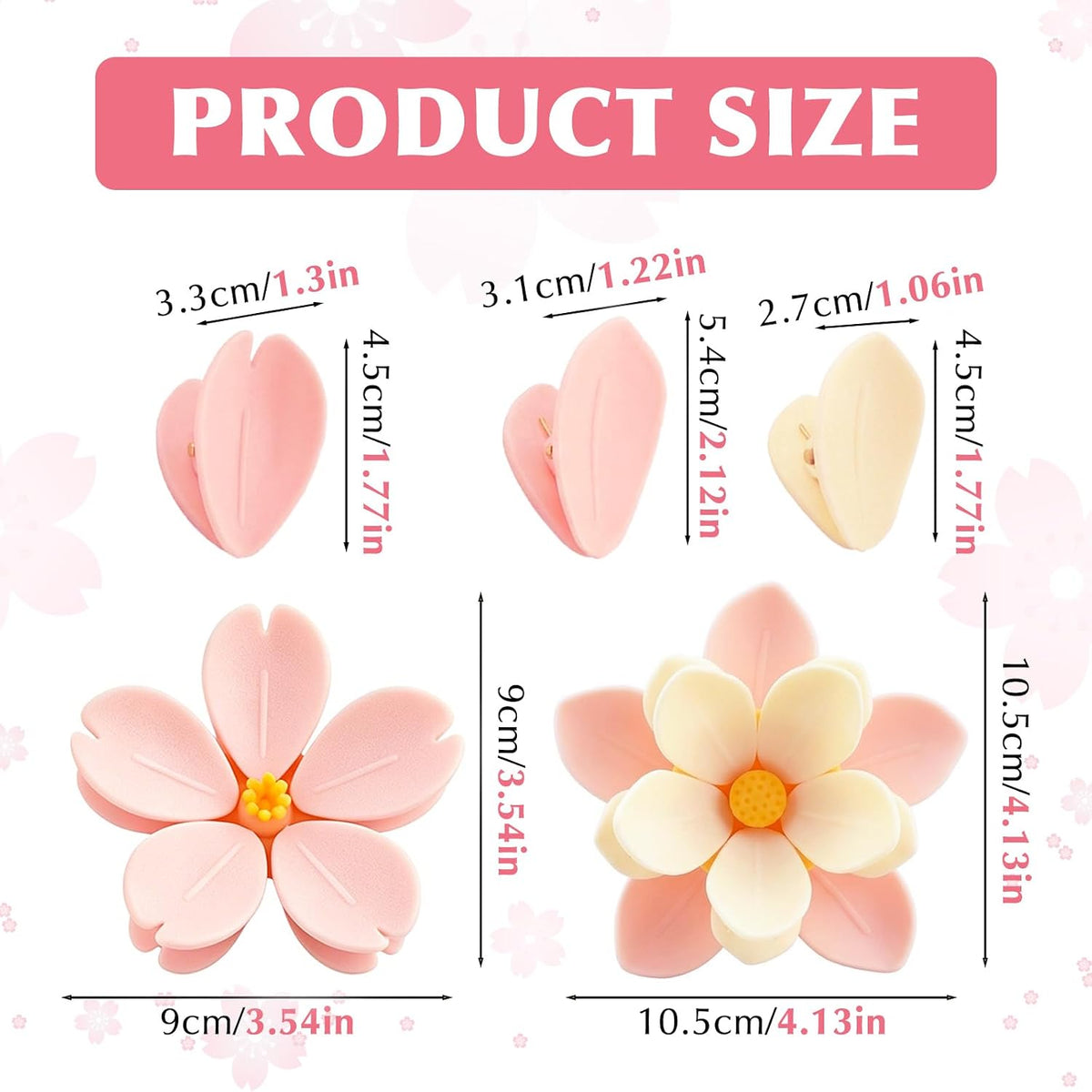 4 Pack Cherry Blossom Chip Clips Magnetic, 4 Flowers 30 Clips