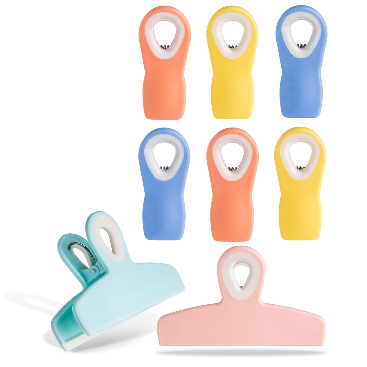 COOK WITH COLOR Bag Clips - Heavy Duty Chip Clip and Refrigerator Magnet Clips for Food Storage with Air Tight Seal Grip, Black, Pack of 4 Large Clips