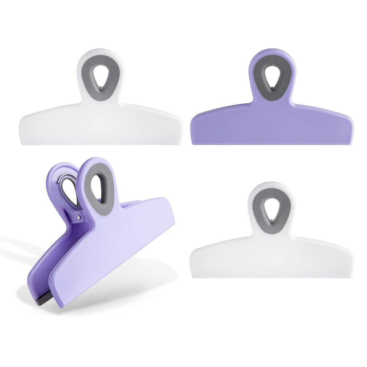 COOK WITH COLOR Bag Clips - Heavy Duty Chip Clip and Refrigerator Magnet Clips for Food Storage with Air Tight Seal Grip, Black, Pack of 4 Large Clips